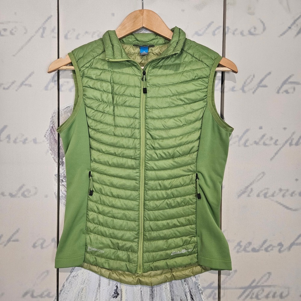 Eddie Bauer Stormdown 800 Lightweight Puffer Vest Women's XS Green Full Zip